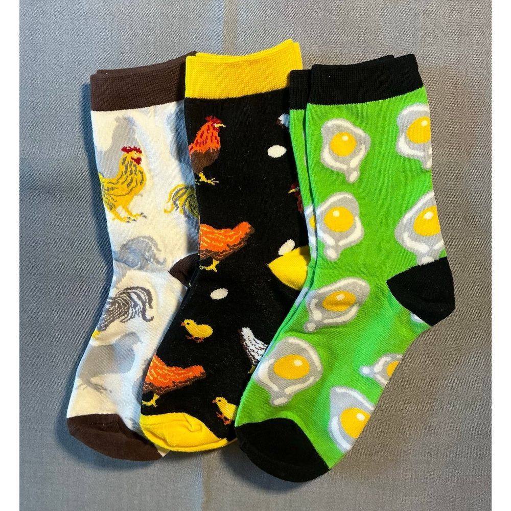 Set of chicken and egg socks for kids or small adult‎ feet
